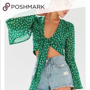 Floral Bell Sleeve Crop Top